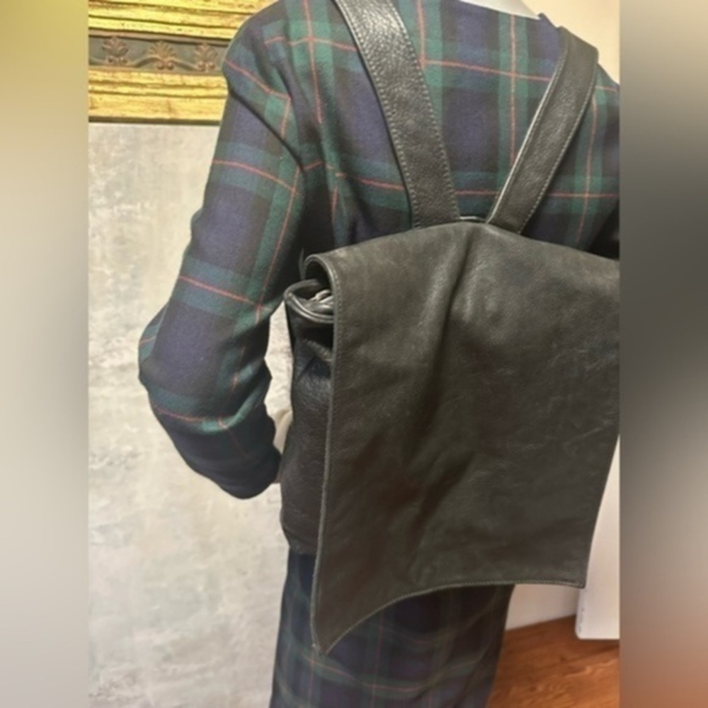 Back to Campus Village Tannery NYC Black Long Flap Messenger Backpack